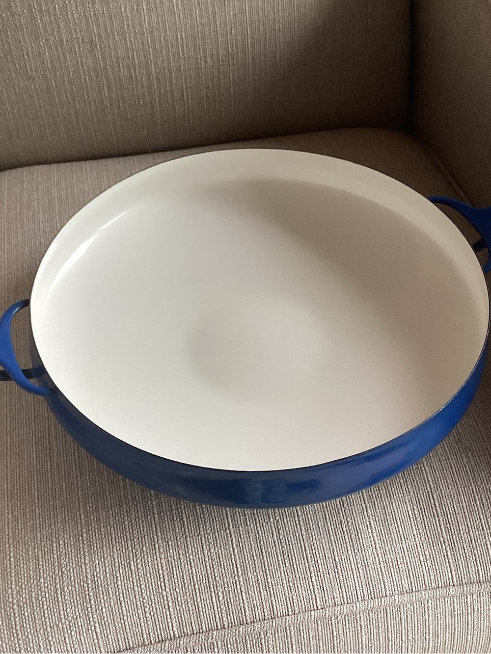 Vintage Mid-Century Dansk Blue Enamel Coated Cast Iron Kobenstyle Paella Pan